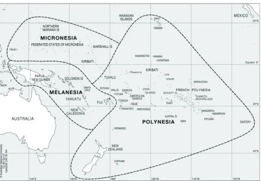 Gambar 1. Peta Wilayah Ras Melanesia, Micronesia dan Polynesia