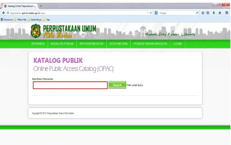 Gambar 6: Situs web Perpustakaan Umum kota Medan  