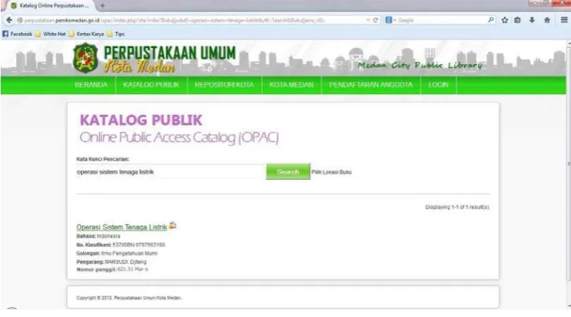 Gambar 8: Hasil pencarian pada katalog publik 