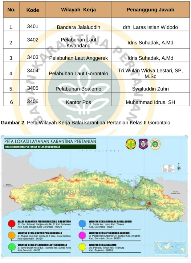 Tabel 1. Wilayah Kerja Balai Karantina Pertanian Kelas II Gorontalo 
