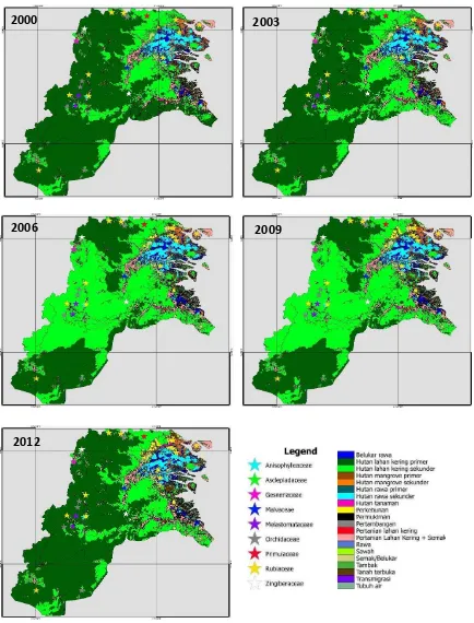 Gambar 27.  Peta bioresources status distribusi jenis-jenis endemik berdasarkan kelompok suku di Kalimantan Utara 