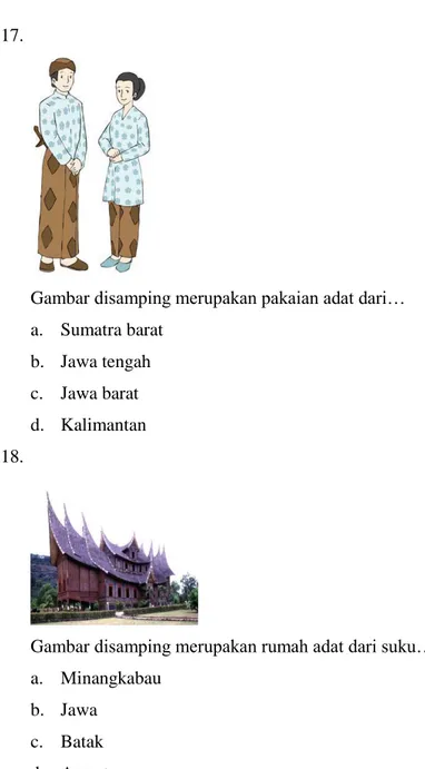 Gambar disamping merupakan pakaian adat dari…  a.  Sumatra barat 