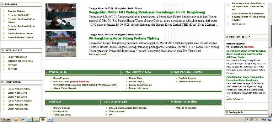 Gambar 1.  Website Pengadilan Negeri Bangkinang 