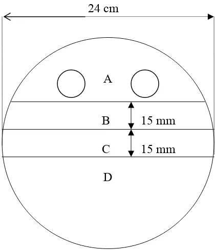 Gambar 3.1.  Prosedur Pemotongan Lembaran Uji. ( R = 12 cm)                   (standard TAPPI  T220-om 88)