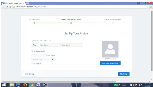 Gambar 11. Halaman Pengisian Profil  (Sumber edmodo.com) 