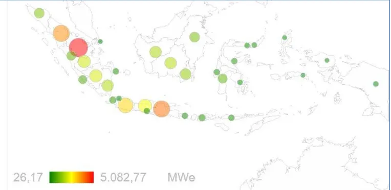 Gambar 6. Peta potensi biomassa (dari berbagai sumber) di Indonesia 