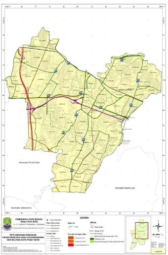 Gambar 9. Peta Rencana Penataan Pedestrian Dan Fasilitas Pendukung  Kota Bekasi 