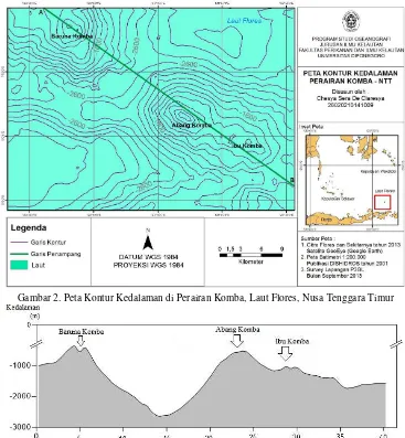 Gambar 2. Peta Kontur Kedalaman di Perairan Komba, Laut Flores, Nusa Tenggara Timur 