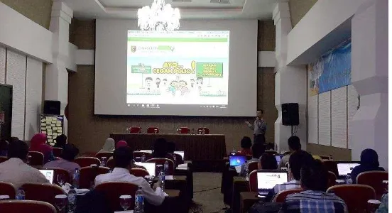 Gambar 1.1 Sebelum penilaian dilakukan, jauh jauh hari sudah diadakan workshop bagi Pengelola Web Unit di lingkungan Kementerian Kesehatan dan Dinas Kesehatan Provinsi di Royal Amaroossa Bogor Hotel pada hari Kamis, 25 Februari 2016 