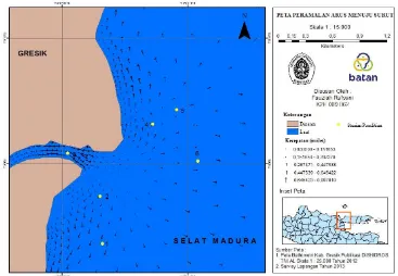 Gambar 3. Peta Pola Arus Pada Saat Surut di Perairan Gresik 