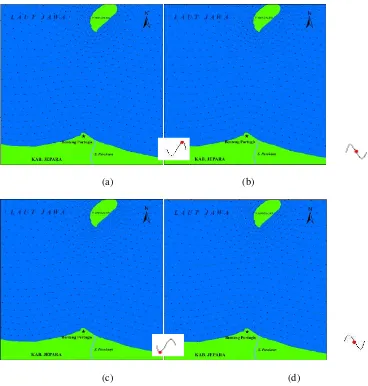 Gambar 5.Pola Arus (a) Kondisi Pasang Tertinggi; (b) Kondisi Pasang Menuju Surut; 