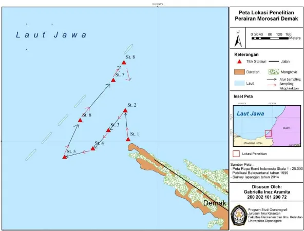 Gambar 1. Peta Lokasi Penelitian di Perairan Morosari, Demak 