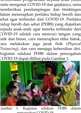 Gambar  1.  Kegiatan  edukasi  PHBS  dalam  pencegahan COVID-19