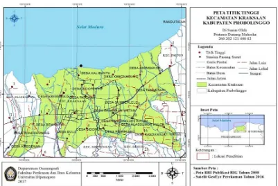 Gambar 2. PePeta Titik Tinggi Kecamatan Kraksaan BErdasarkarkan RBI 