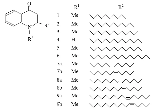 Gambar 3 Alkaloid quinolon dari Evodia Rutaecarpa (Tang et al. (1996) 