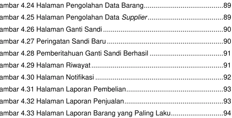 Gambar 4.24 Halaman Pengolahan Data Barang......................................... 89 