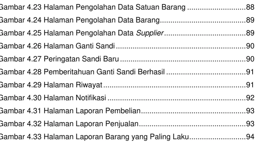 Gambar 4.23 Halaman Pengolahan Data Satuan Barang ............................ 88 