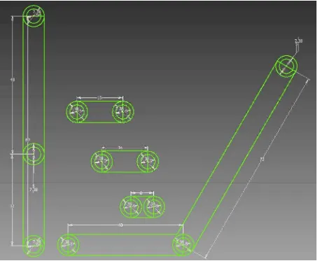 Gambar 3.2 Panjang kaki-kaki Klann linkage (dalam mm) 