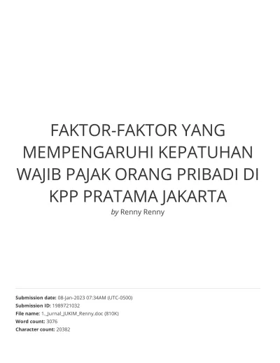 View Of FAKTOR-FAKTOR YANG MEMPENGARUHI KEPATUHAN WAJIB PAJAK ORANG ...