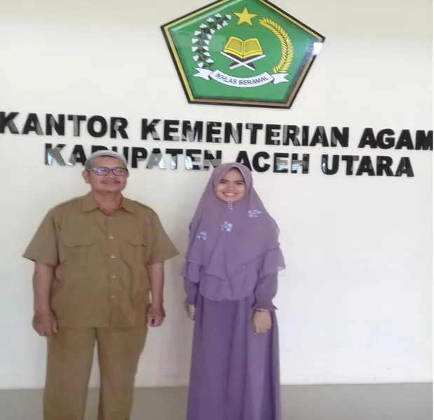 Foto bersama kepala kasubag tata usaha Kementerian Agama Kabupaten Aceh Utara 