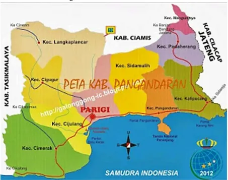 Gambar 1. Peta Kecamatan Pangandaran, Kabupaten Pangandaran  B.  TEORI DAN METODE 