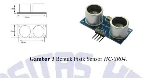Gambar 3 Bentuk Fisik Sensor HC-SR04. 