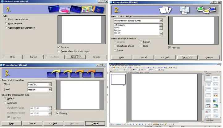Gambar 1. Tampilan awal program OpenOffice.org Impress. 