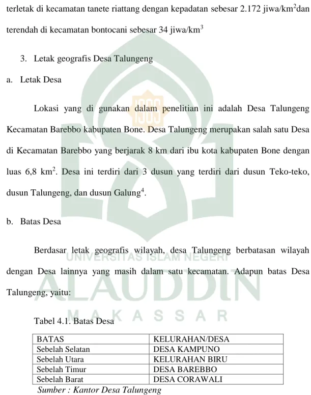 Tabel 4.1. Batas Desa 