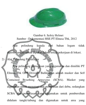 Gambar 6. Safety Helmet Sumber : Dokumentasi HSE PT Elnusa Tbk, 2012 