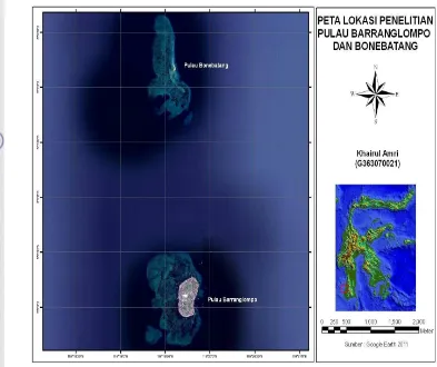 Gambar 6. Peta Lokasi Penelitian di Pulau Barranglompo dan Pulau 