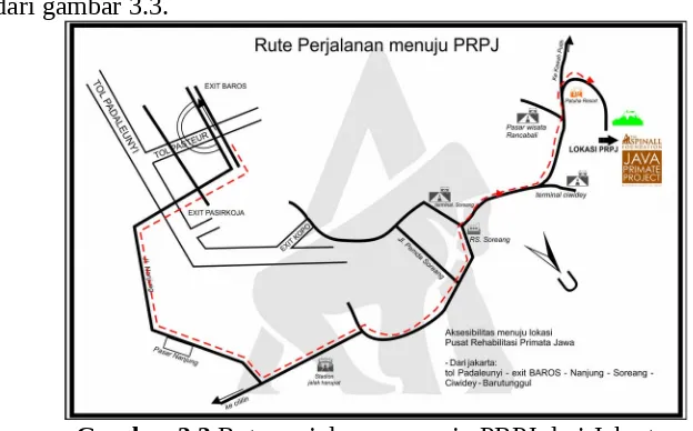 Gambar 3.3 Rute perjalanan menuju PRPJ dari Jakarta.(Sumber: File PRPJ)