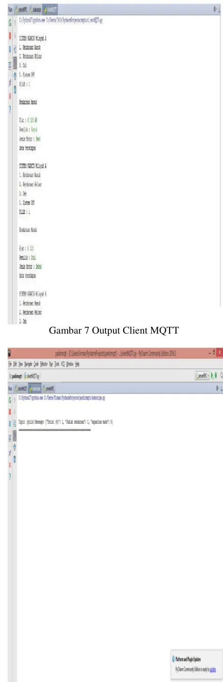 Gambar 7 Output Client MQTT  