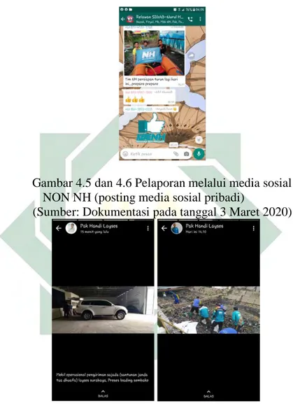 Gambar 4.5 dan 4.6 Pelaporan melalui media sosial  NON NH (posting media sosial pribadi) 