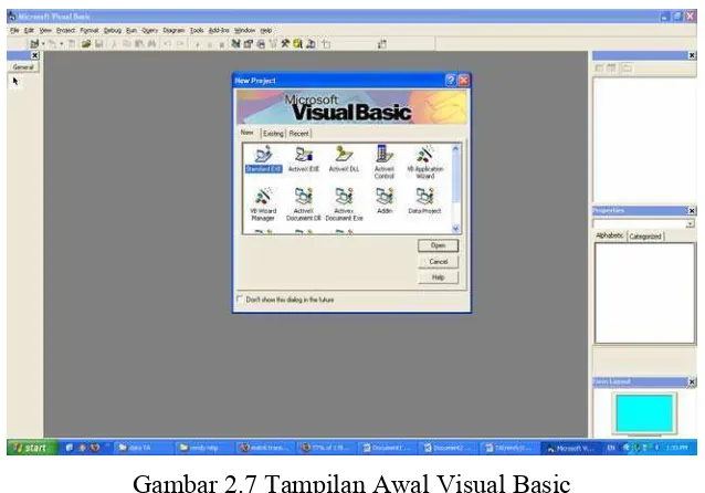 Gambar 2.7 Tampilan Awal Visual Basic 