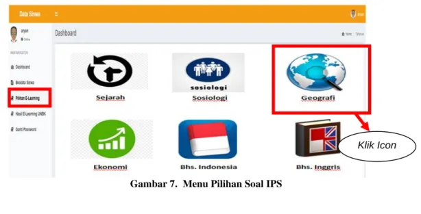 Gambar 7.  Menu Pilihan Soal IPS 