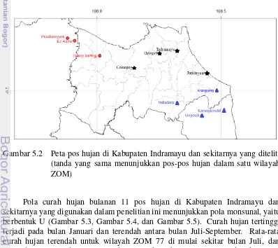 Gambar 5.2Peta pos hujan di Kabupaten Indramayu dan sekitarnya yang diteliti