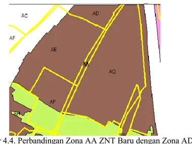 Gambar 4.4. Perbandingan Zona AA ZNT Baru dengan Zona AD,  AE, AF, dan AQ ZNT Lama 