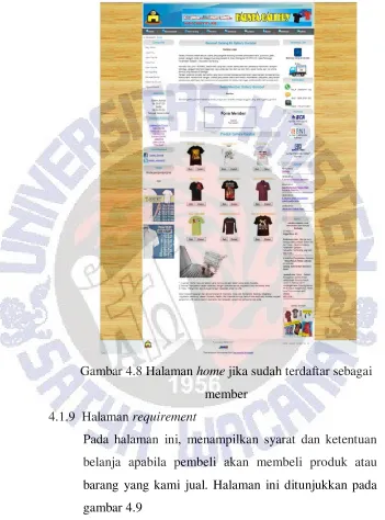 Gambar 4.8 Halaman home jika sudah terdaftar sebagai 