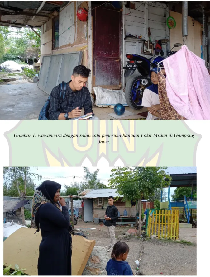 Gambar 1: wawancara dengan salah satu penerima bantuan Fakir Miskin di Gampong  Jawa. 