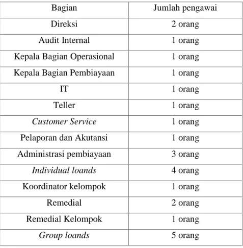 Tabel 2.1 Daftar Karyawan-Karyawati PT. BPRS Baiturrahman Aceh