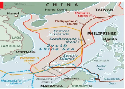 Gambar 1. Peta Wilayah Sengketa di Laut Tiongkok Selatan 
