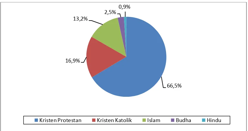 Gambar 6.4. Diagram Pie Distribusi Proporsi Ibu Bersalin Dengan Partus Tak Maju Rawat Inap Berdasarkan Agama di RS Santa Elisabeth Medan Tahun 2005-2009  