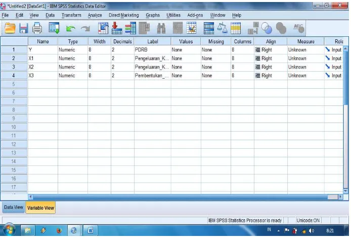 Gambar 5.4 Tampilan Pengisian Variable View pada SPSS 