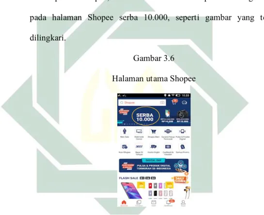 Gambar 3.6  Halaman utama Shopee 