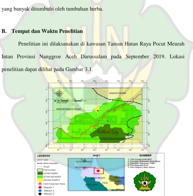 Gambar 3.1. Peta Lokasi Penelitian Kawasan Taman Hutan Raya Pocut  Meurah Intan  
