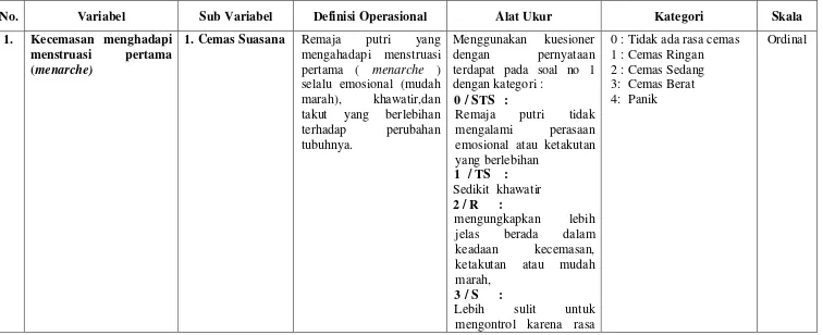 Tabel 2.1 Definisi Operasional 