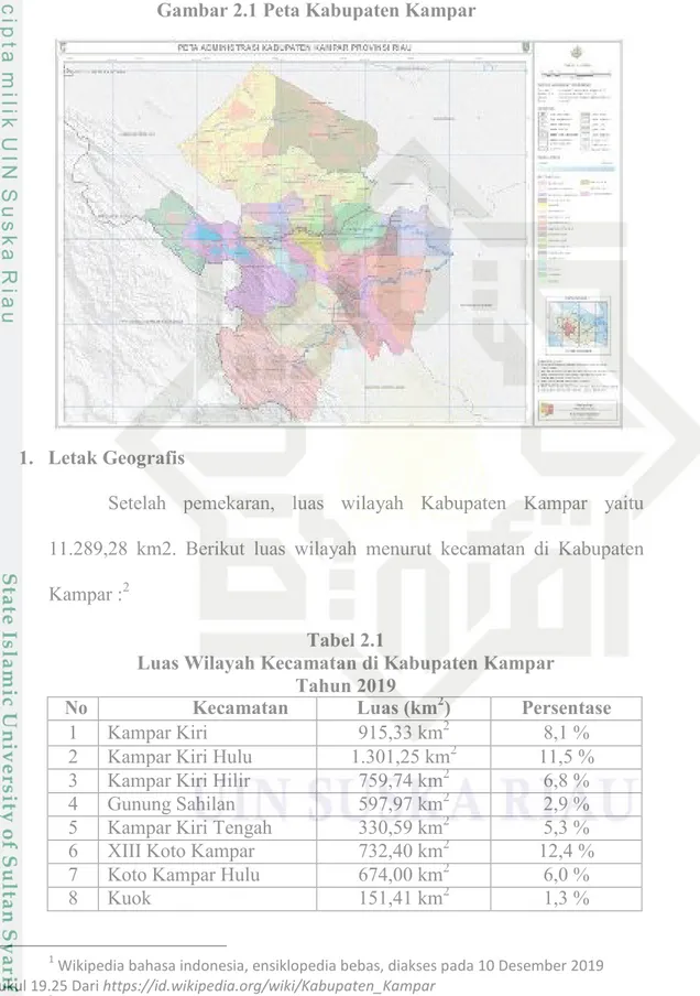 Gambar 2.1 Peta Kabupaten Kampar 