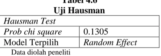 Tabel 4.6  Uji Hausman  Hausman Test 