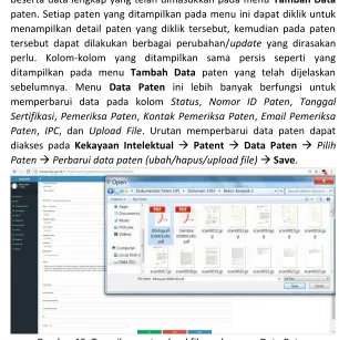Gambar 15. Tampilan saat upload file pada menu Data Paten 