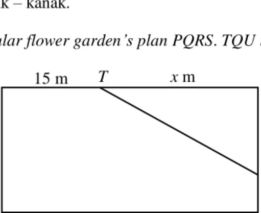 Diagram 16 shows a rectangular flower garden’s plan PQRS. TQU is a playground area. 